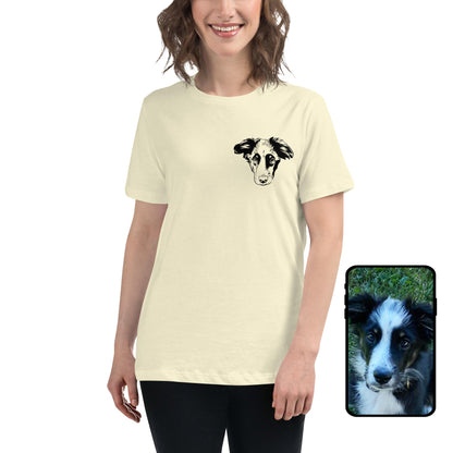 Women's 100% Cotton T-Shirt | Custom Dog Line Art