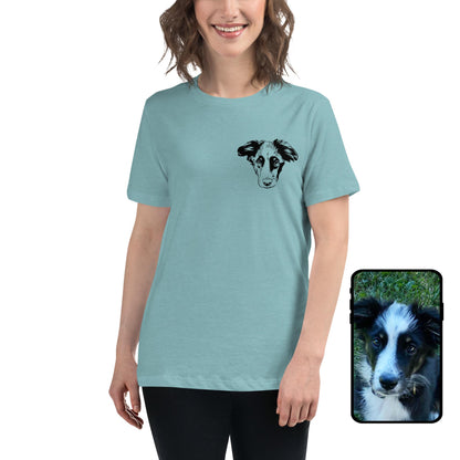 Women's 100% Cotton T-Shirt | Custom Dog Line Art