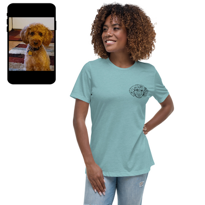 Women's 100% Cotton T-Shirt | Custom Dog Line Art