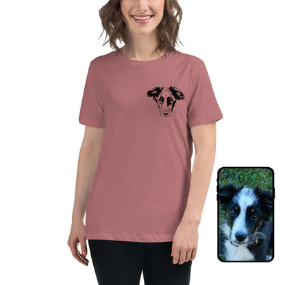 Women's 100% Cotton T-Shirt | Custom Dog Line Art