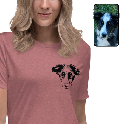 Women's 100% Cotton T-Shirt | Custom Dog Line Art