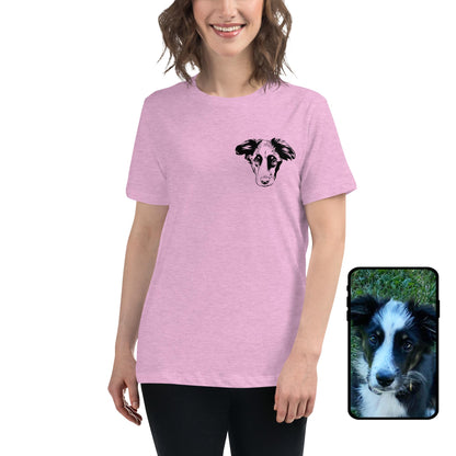 Women's 100% Cotton T-Shirt | Custom Dog Line Art