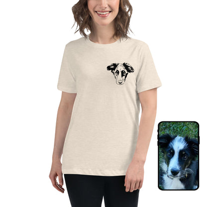 Women's 100% Cotton T-Shirt | Custom Dog Line Art