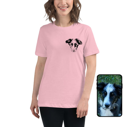 Women's 100% Cotton T-Shirt | Custom Dog Line Art