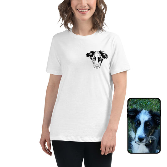 Women's 100% Cotton T-Shirt | Custom Dog Line Art