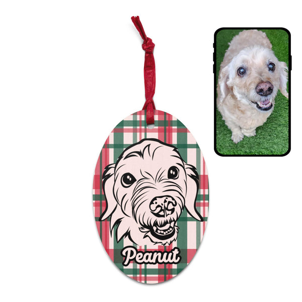 Wooden Ornament Magnet personalized with custom pet line art