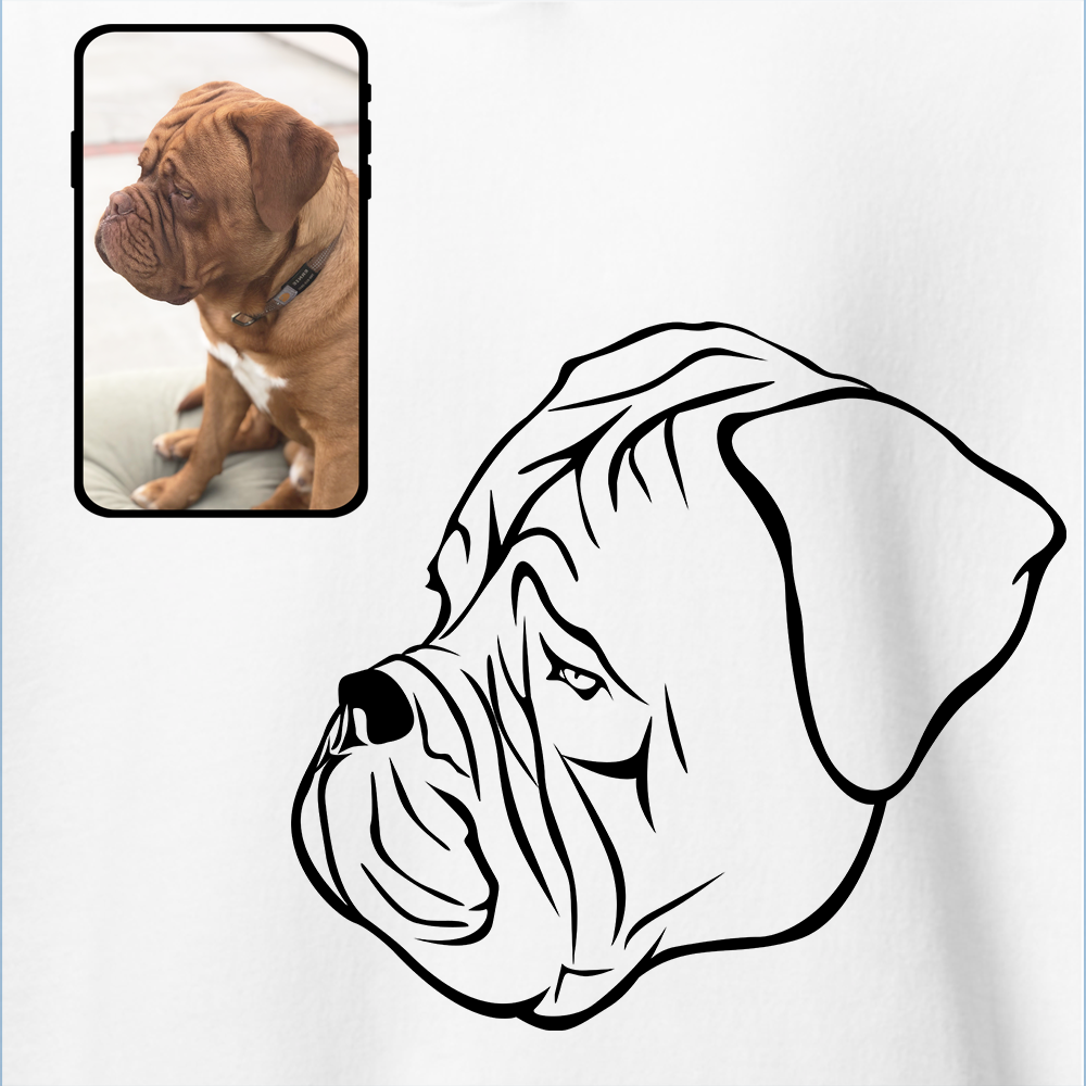 Sweat-shirt à capuche en polaire pour enfants | Dessin au trait de visage de chien personnalisé