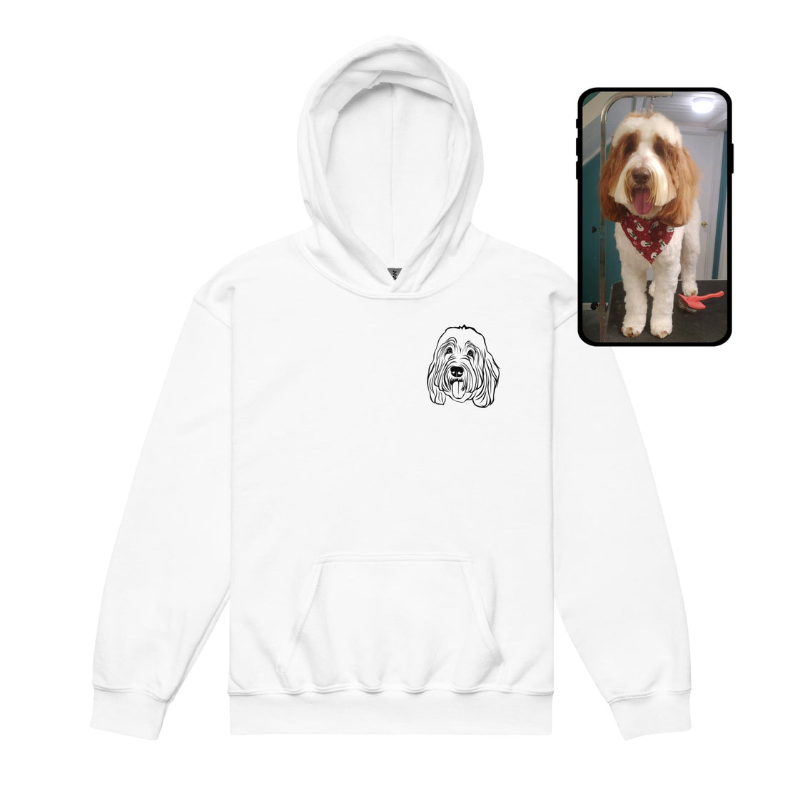 Sweat à capuche pour enfants | Visage de chien personnalisé au trait