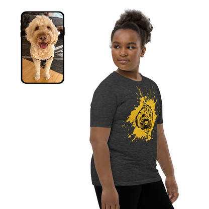 Kids Splash Tee | Custom Dog Face Line Art