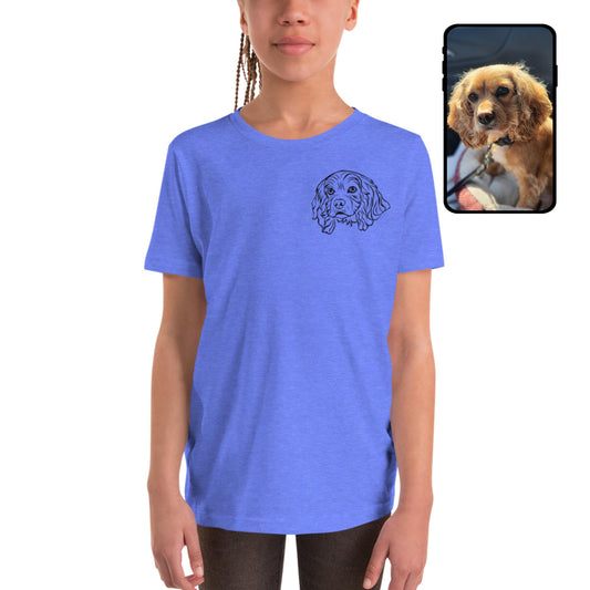 Youth T-Shirt | Custom Pet Face Line Art