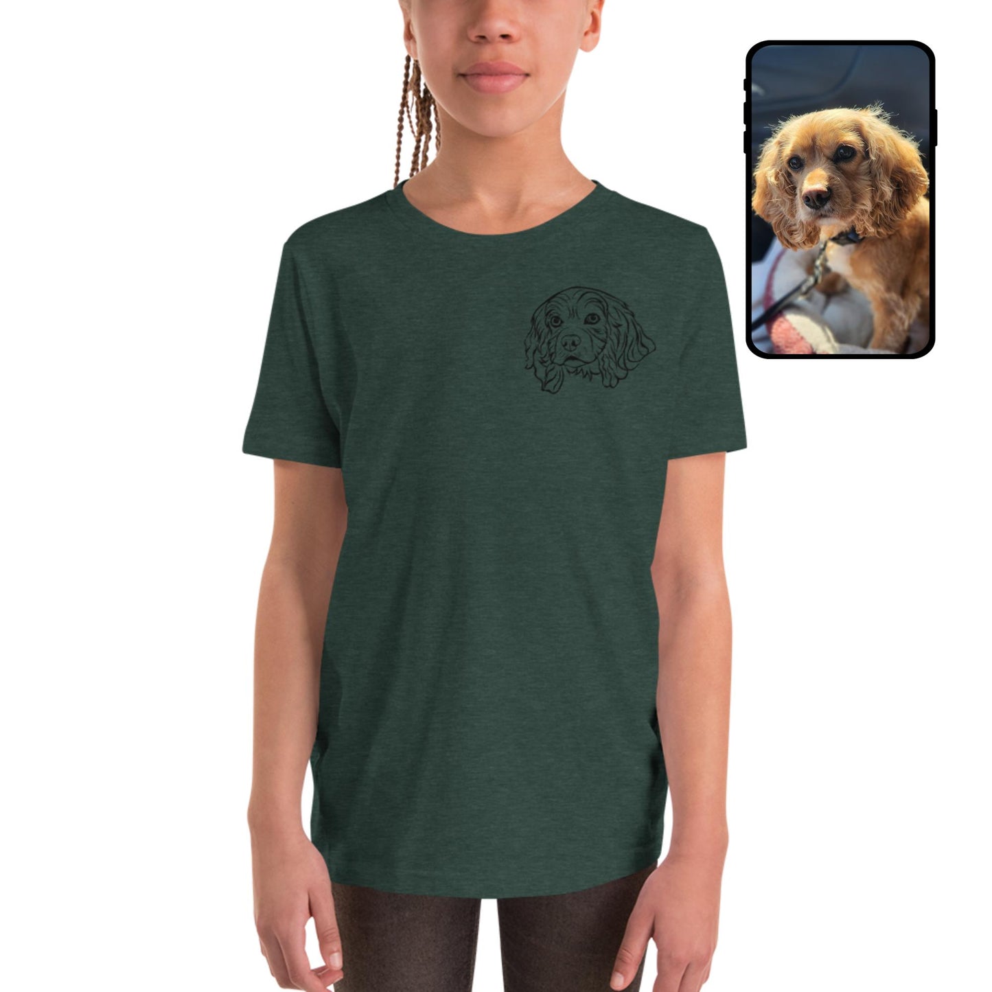 Youth T-Shirt | Custom Pet Face Line Art