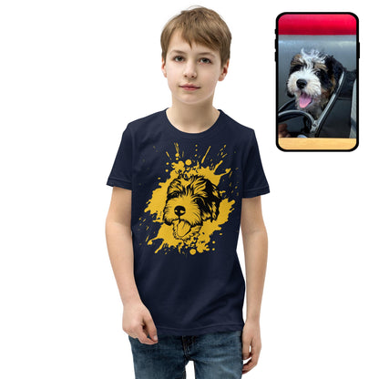 Kids Splash Tee | Custom Dog Face Line Art