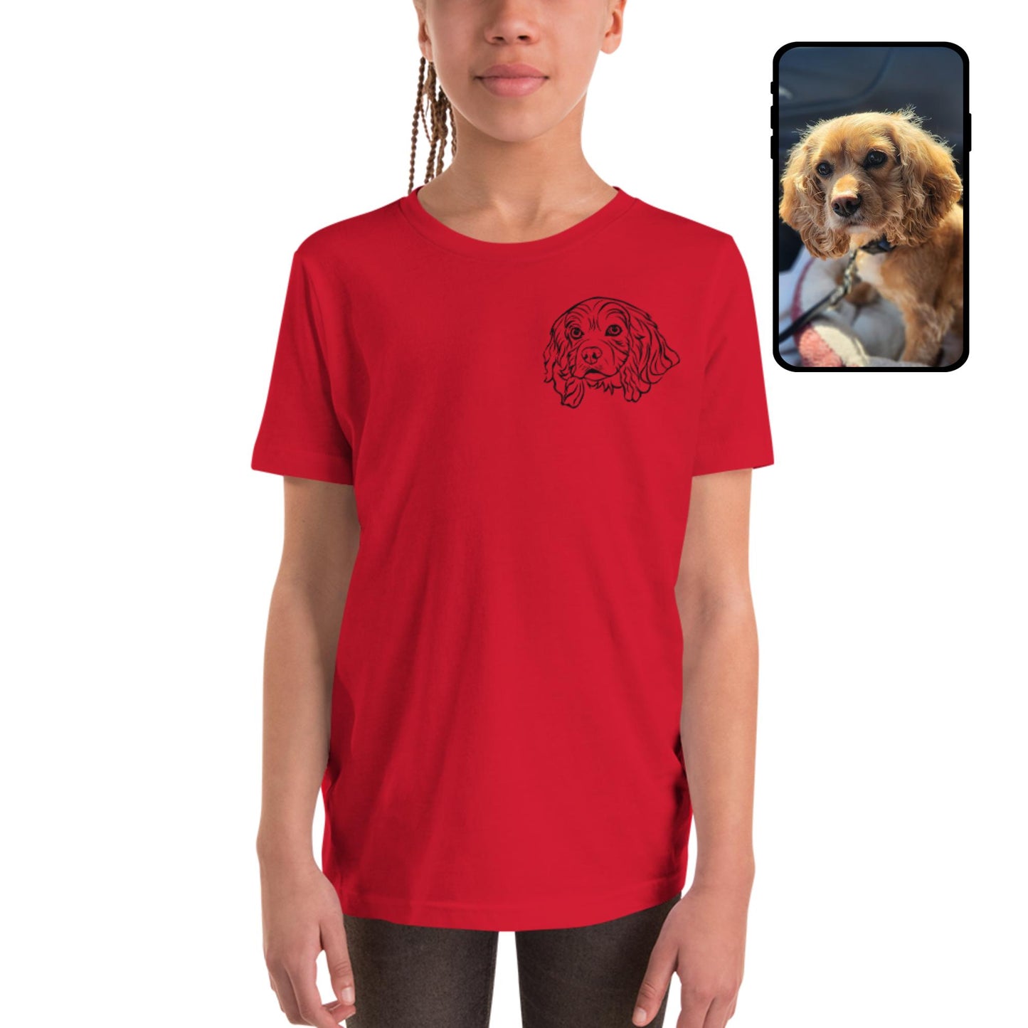 Youth T-Shirt | Custom Pet Face Line Art