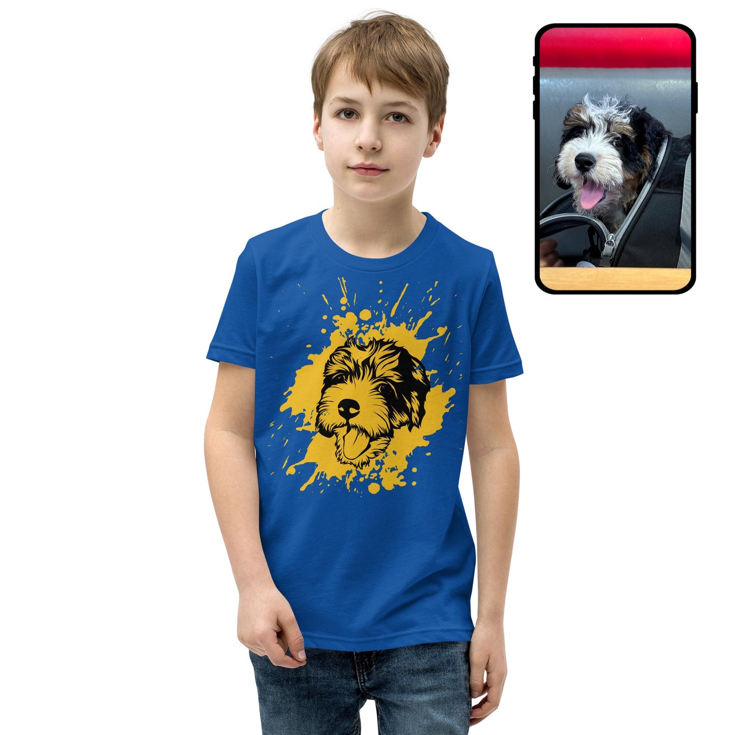 Kids Splash Tee | Custom Dog Face Line Art