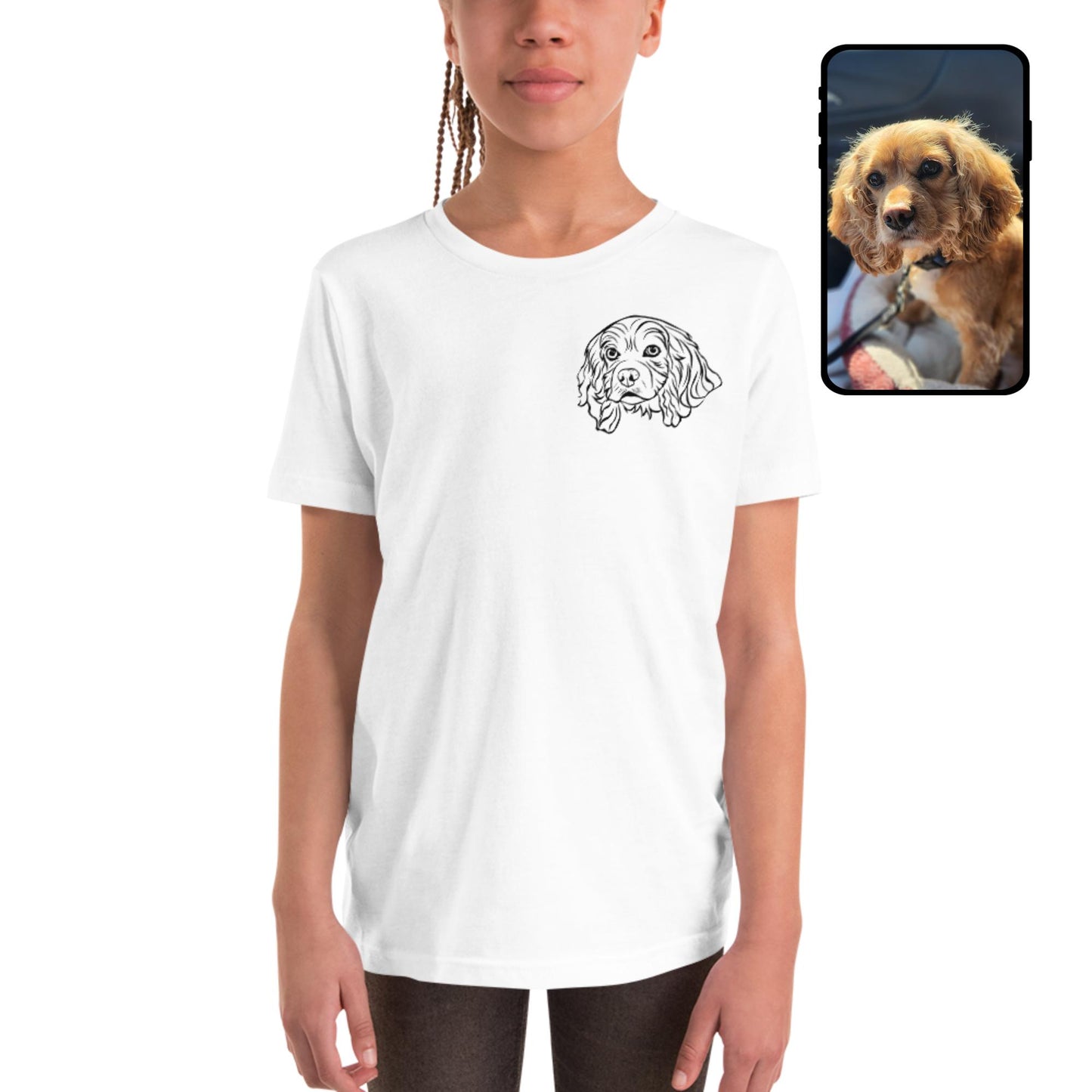 Youth T-Shirt | Custom Pet Face Line Art